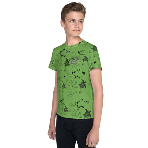 Ascension Island Pattern - Youth Crew Neck T-Shirt (Unisex) - Green
