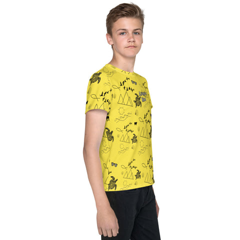 Ascension Island Pattern - Youth Crew Neck T-Shirt (Unisex) - Yellow